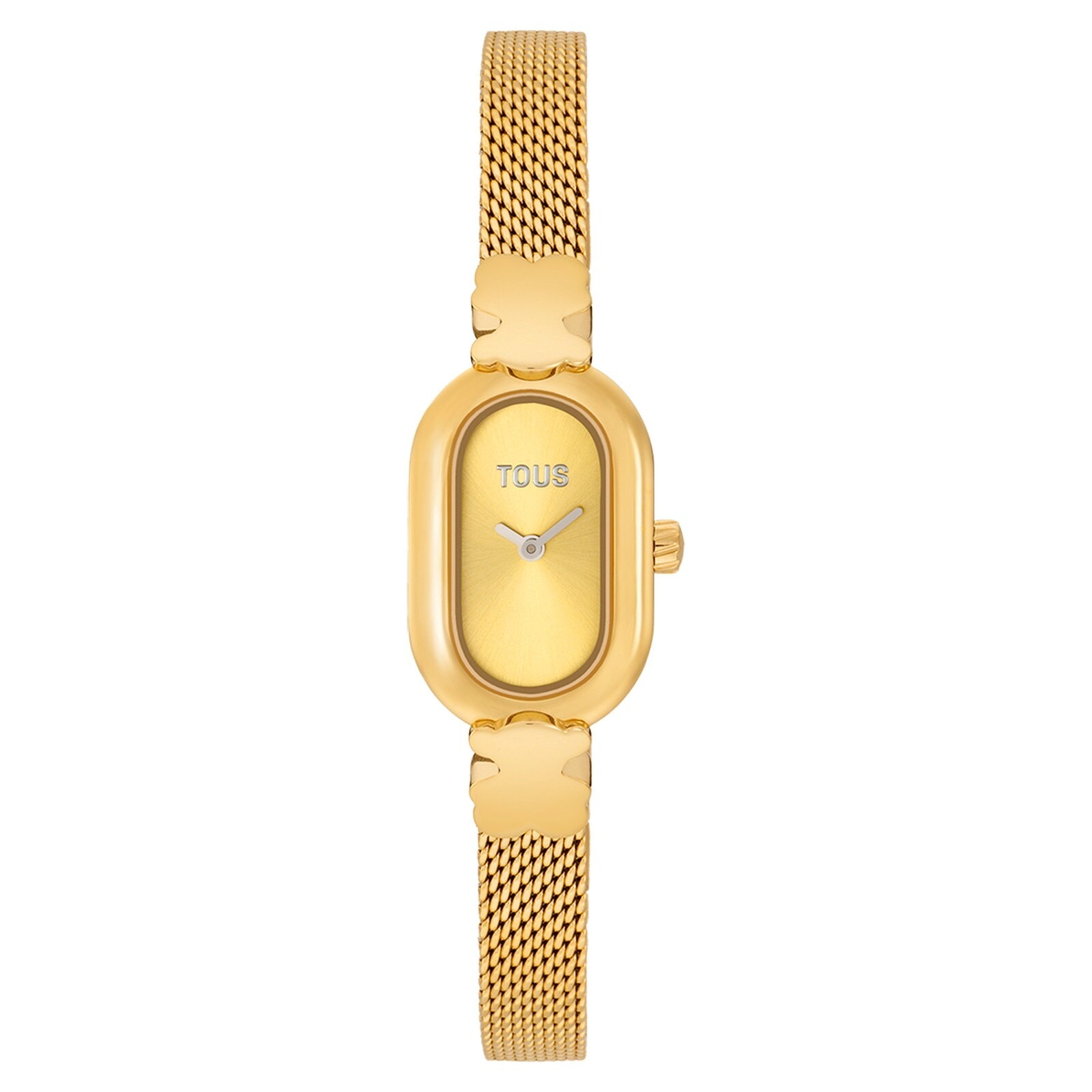 Jeweled Analog watch with gold-colored steel bracelet Oval Icon | TOUS