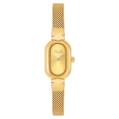 Jeweled Analog watch with gold-colored steel bracelet Oval Icon