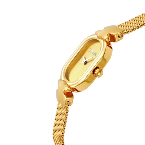 Reloj analógico joya con brazalete de acero dorado Oval Icon