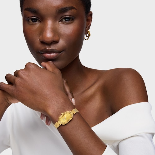 Reloj analógico joya con brazalete de acero dorado Oval Icon