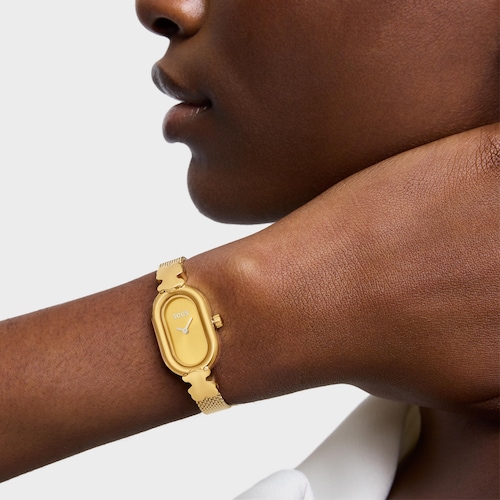 Reloj analógico joya con brazalete de acero dorado Oval Icon