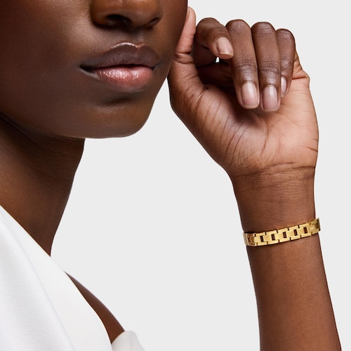 Reloj analógico joya con brazalete de acero dorado Oval Icon