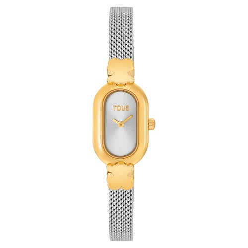 Reloj analógico joya con brazalete de acero  y acero dorado Oval Icon