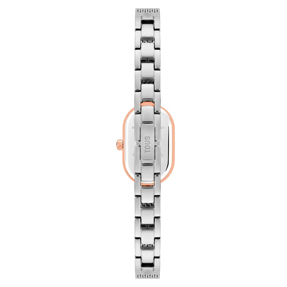 Jeweled Analog watch with steel and rose-colored steel bracelet Oval Icon