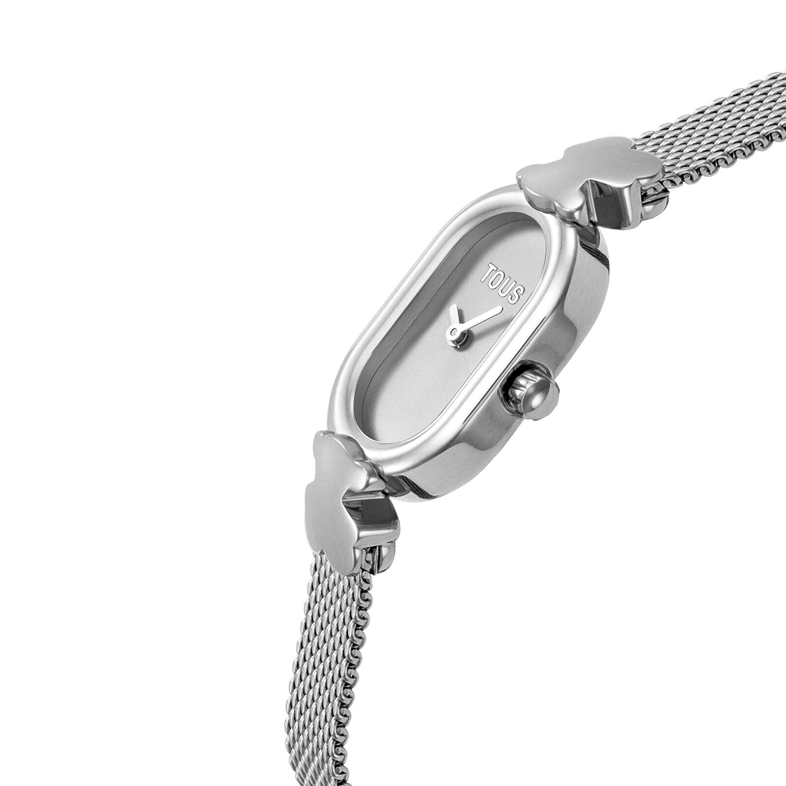 Jeweled Analog watch with steel bracelet Oval Icon