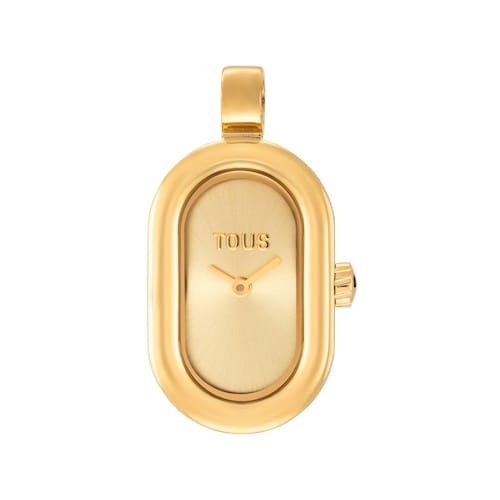 Gold-colored steel analog/digital pendant Watch Hold Oval