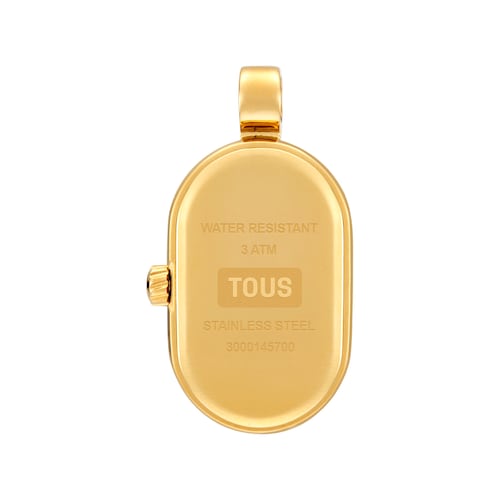 Reloj colgante analógico en acero dorado Hold Oval