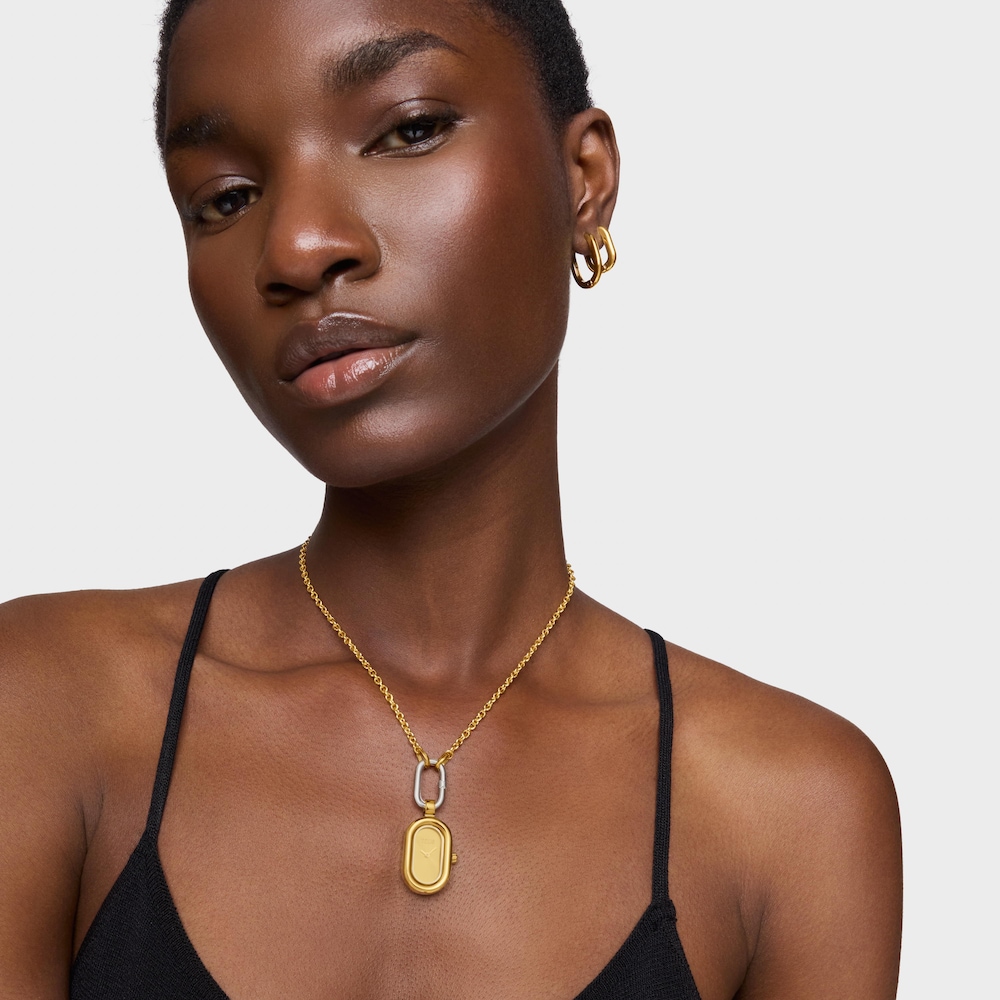 Analogowo Zegarek z wisiorkiem ze złotej stali Hold Oval