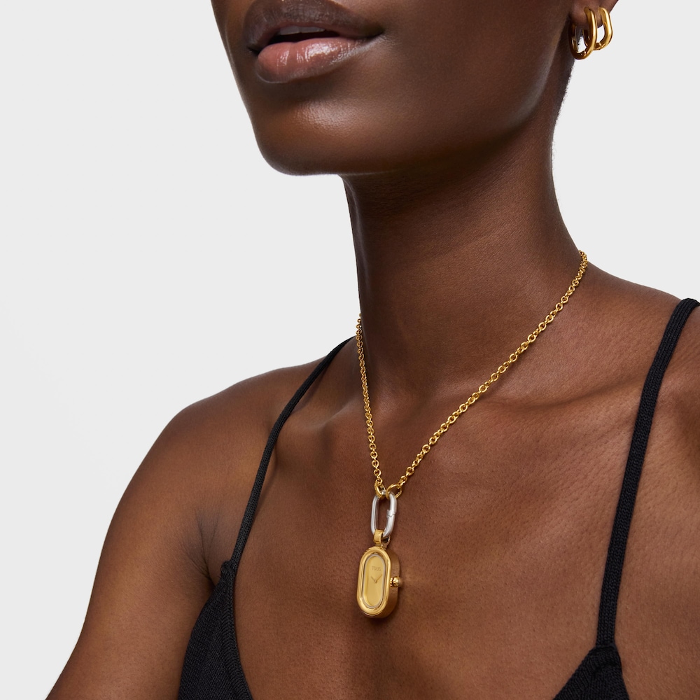 Analogowo Zegarek z wisiorkiem ze złotej stali Hold Oval