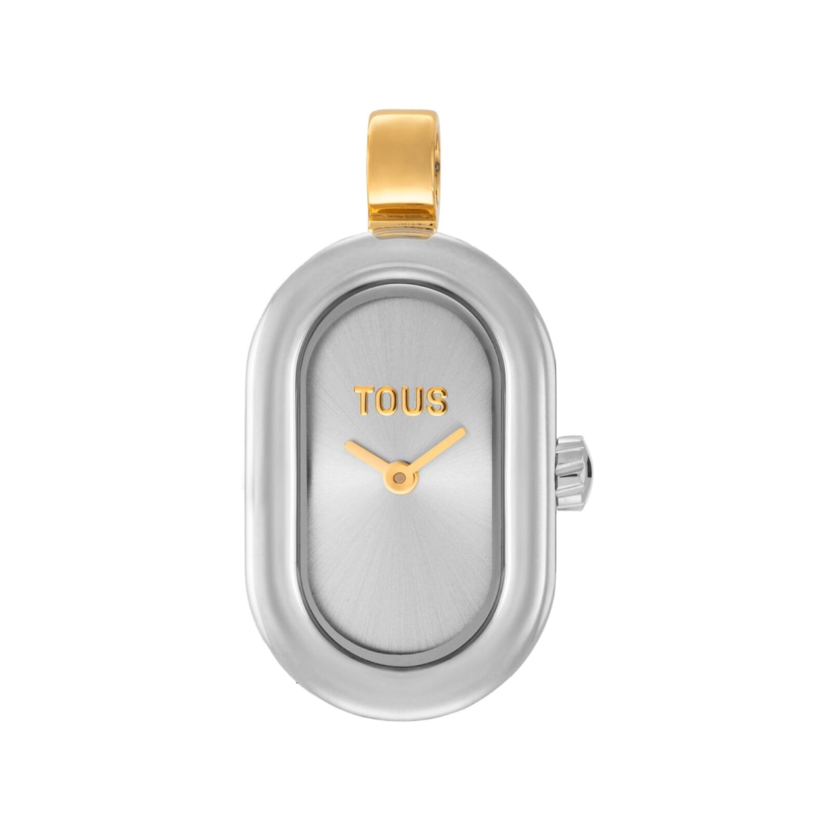Analoge Anhängeruhr Hold Oval Aus Stahl Und Goldfarbenem Stahl