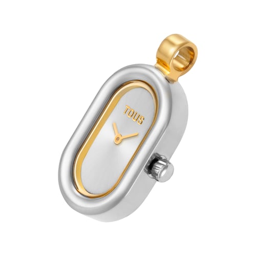 Reloj colgante analógico en acero y acero dorado Hold Oval
