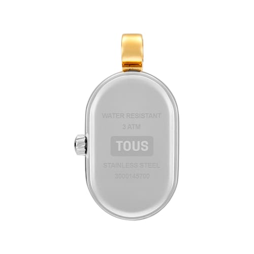 Reloj colgante analógico en acero y acero dorado Hold Oval