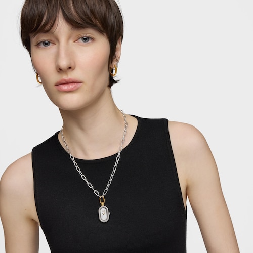 Reloj colgante analógico en acero y acero dorado Hold Oval