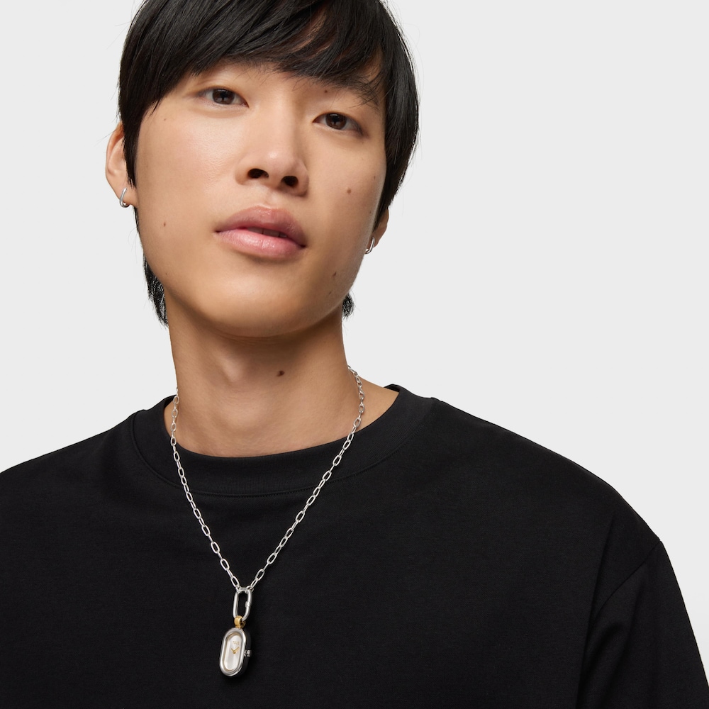 Analogowo Zegarek z wisiorkiem ze stali i złotej stali Hold Oval