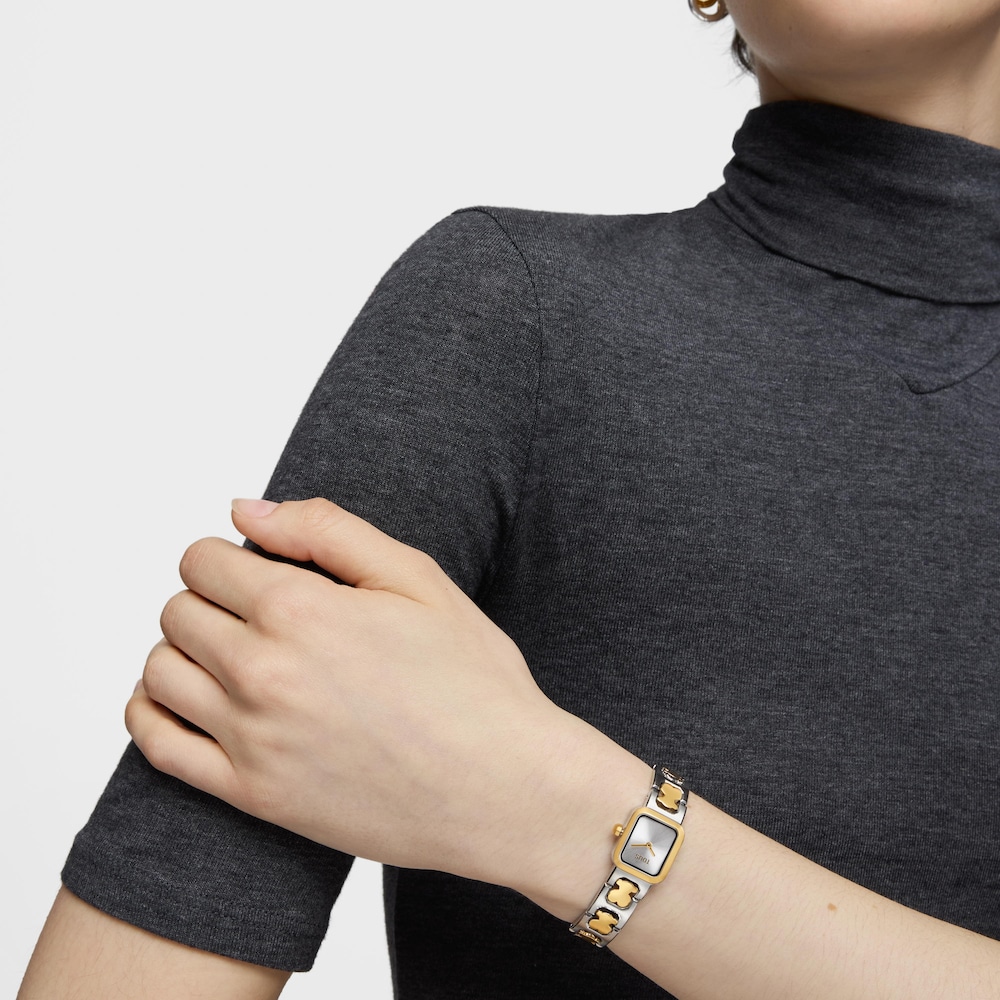 Analoguhr TOUS Icon Time aus Stahl mit goldfarbenem Armband aus Stahl