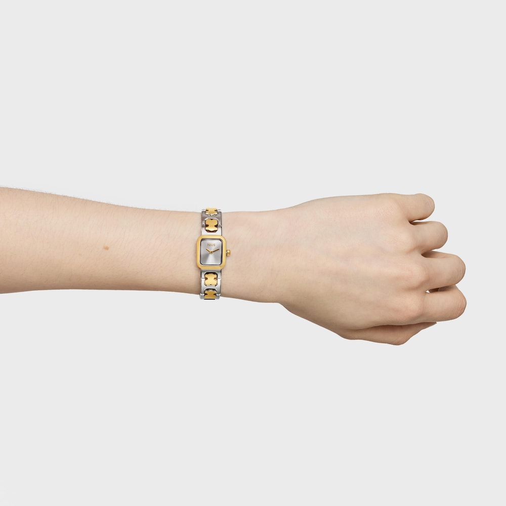 Analoguhr TOUS Icon Time aus Stahl mit goldfarbenem Armband aus Stahl