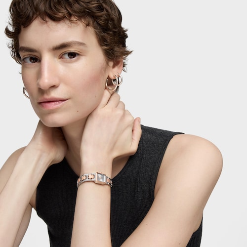 Reloj analógico con brazalete de acero y acero rosado Icon Time