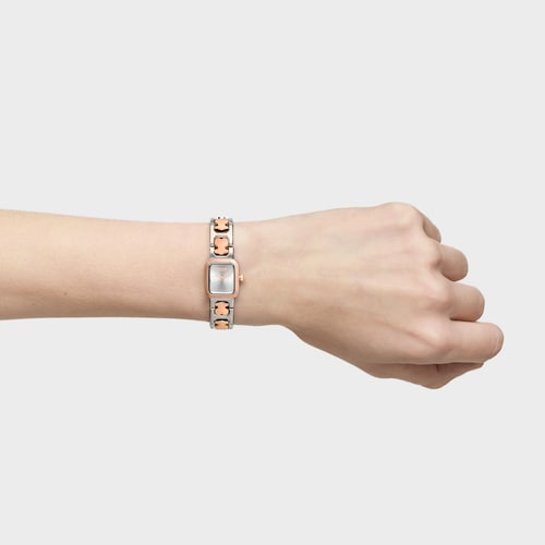 Reloj analógico con brazalete de acero y acero rosado Icon Time