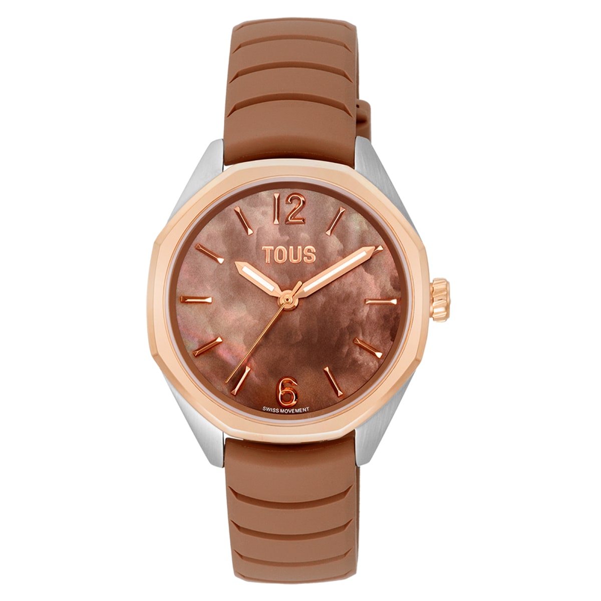 Tous - Reloj Analógico Con Movimiento Suizo, Esfera De Nácar Y Correa De Caucho Mocha Tous Now Lady - U