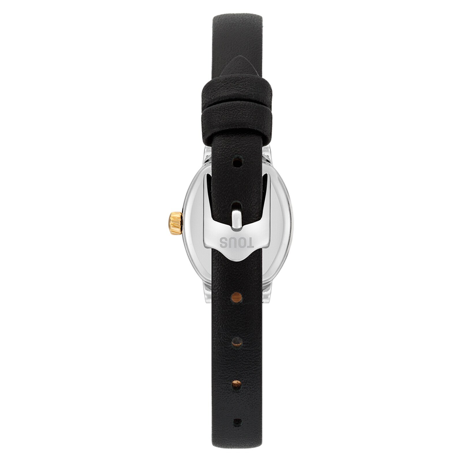 Oval watch with Swiss analog movement made of steel, 14 kt gold, and a leather strap Les Classiques Mini