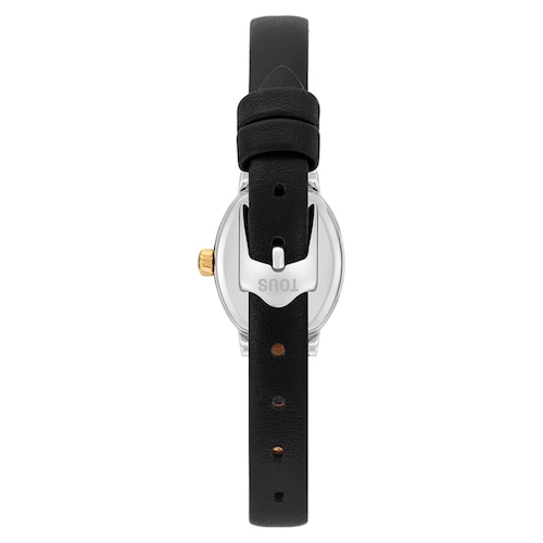 Reloj oval con movimiento suizo analógico de acero, oro 14 kt y brazalete de piel Les Classiques Mini