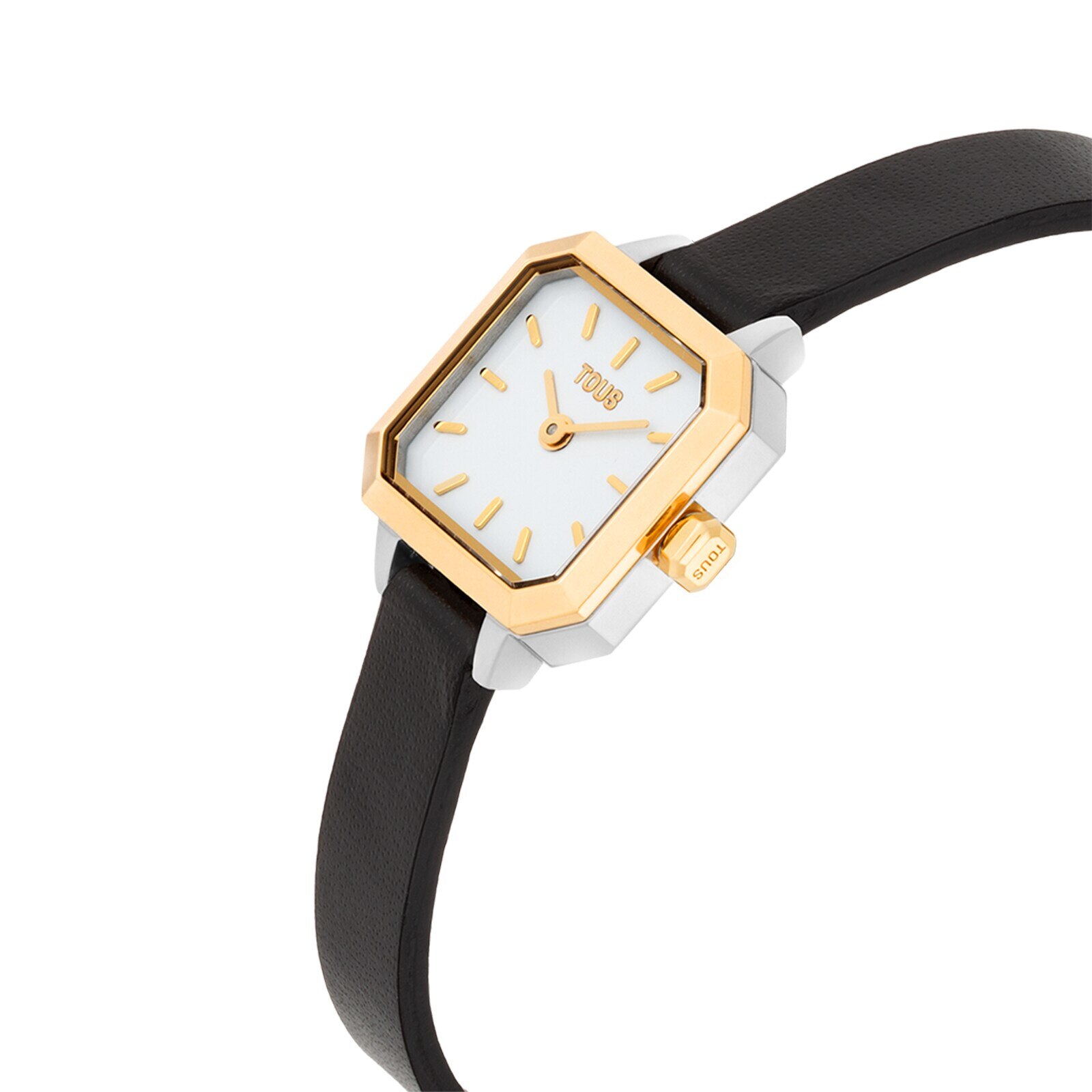 Watch with Swiss analog movement made of steel, 14 kt gold, and leather strap Les Classiques Mini