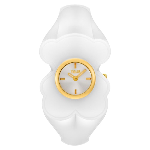 Gold-colored steel Analog watch with white polycarbonate T. M Bear Folks