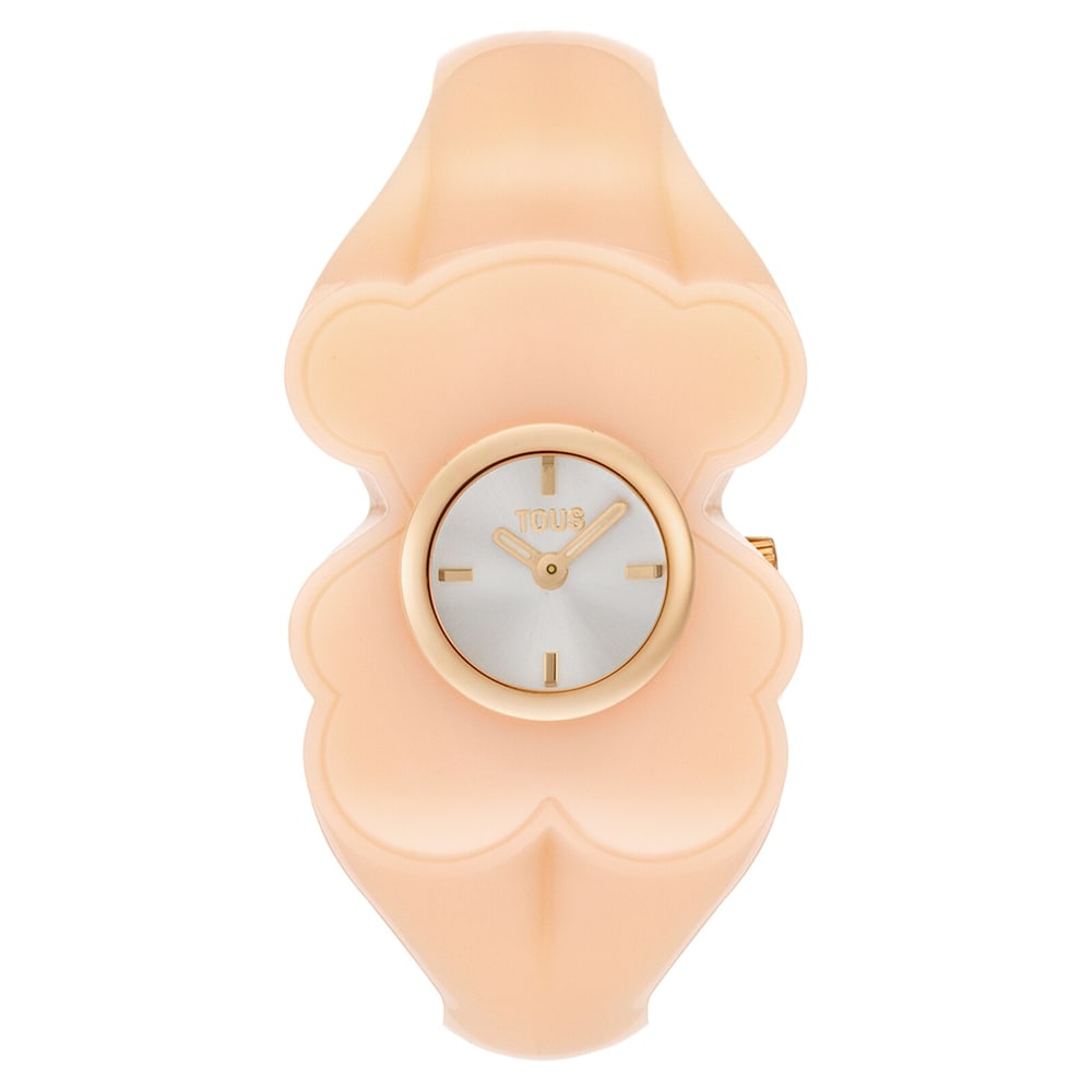 Analogowy Zegarek ze złotej stali z r&oacute;żową bransoletką M Bear Folks