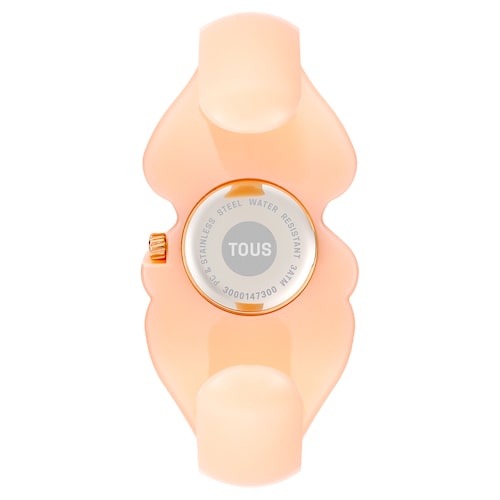 Reloj analógico de acero dorado y policarbonato rosa T. M Bear Folks