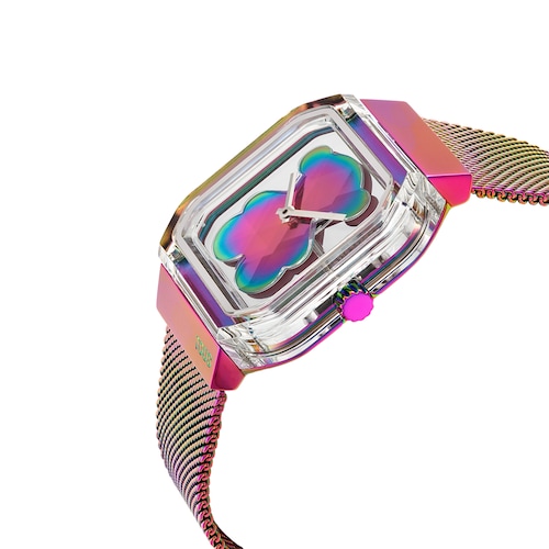 Reloj analógico con brazalete de acero iridiscente D-Bear Party