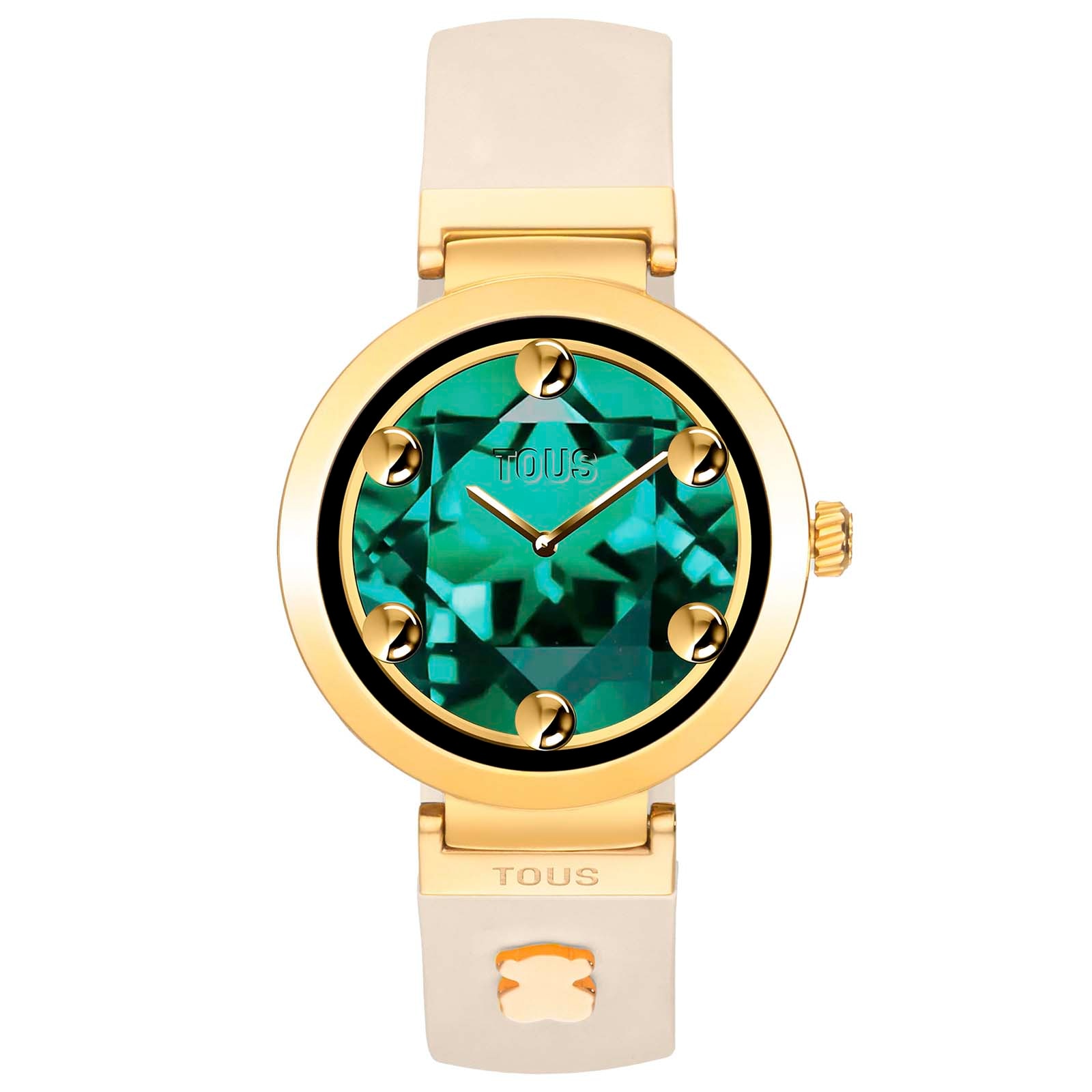 Smartwatch with beige strap and gold-colored steel motifs TOUS S-CONNECT CHARMS
