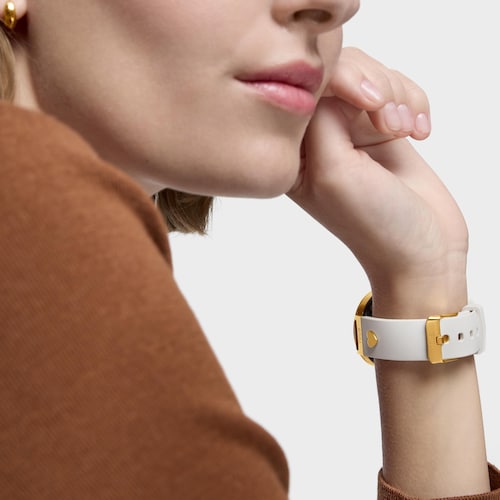 Reloj smartwatch con correa beige y motivos de acero dorado S-CONNECT CHARMS