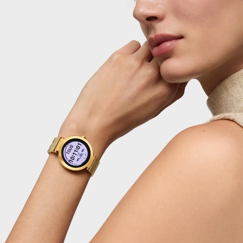 Reloj smartwatch con brazalete de acero dorado S-CONNECT