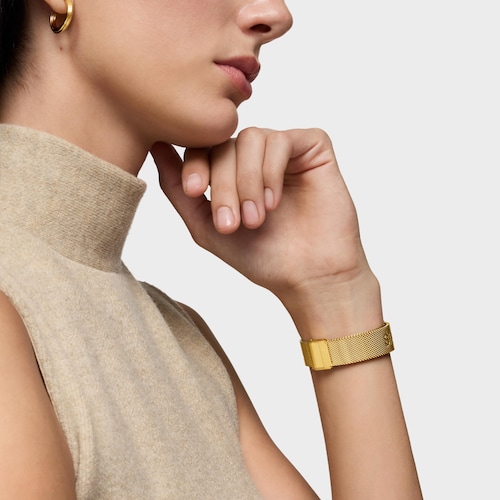 Reloj smartwatch con brazalete de acero dorado S-CONNECT