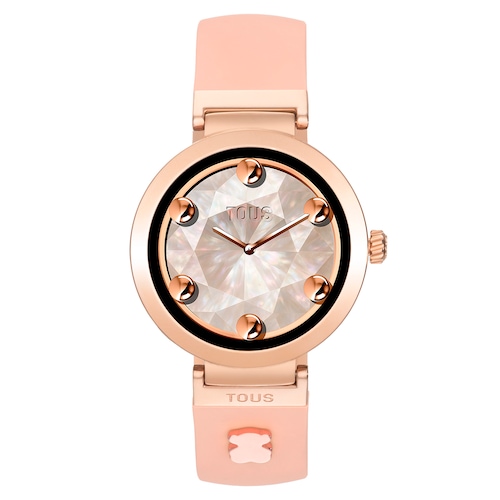 Reloj smartwatch con correa nude y motivos de acero rosado S-CONNECT CHARMS