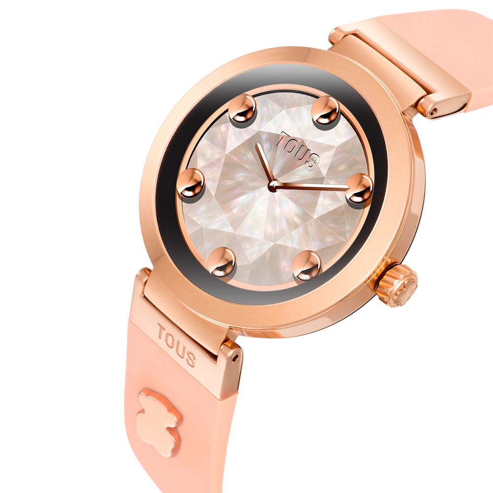 Rellotge de polsera smartwatch amb corretja nude i motius d&rsquo;acer rosat TOUS S-CONNECT CHARMS