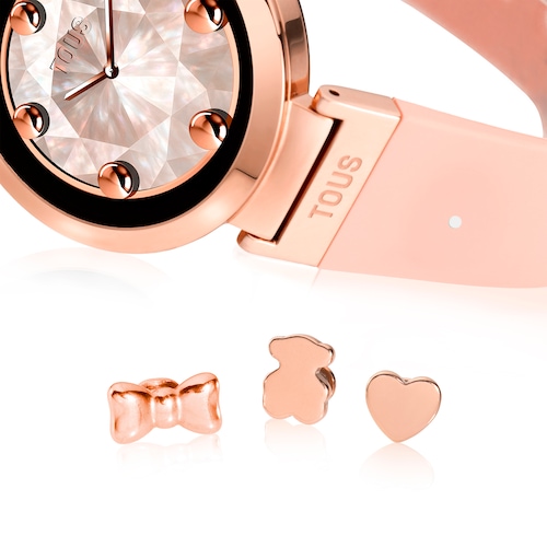 Reloj smartwatch con correa nude y motivos de acero rosado S-CONNECT CHARMS