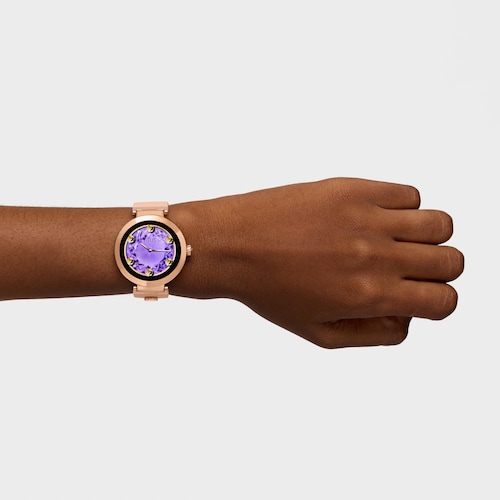 Reloj smartwatch con correa nude y motivos de acero rosado S-CONNECT CHARMS