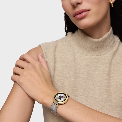 Reloj smartwatch con brazalete de acero y acero dorado S-CONNECT