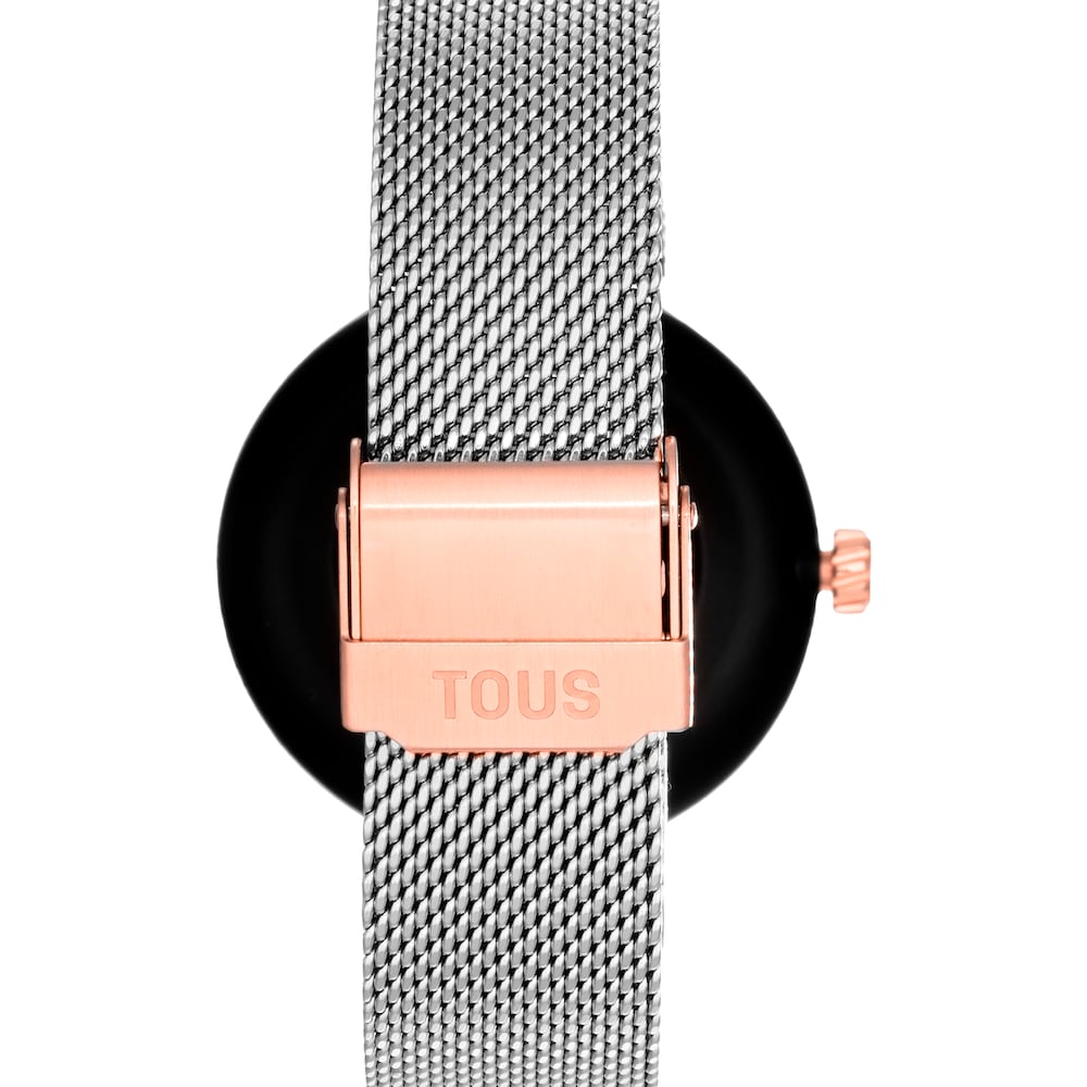 Smarthodinky s&nbsp;n&aacute;ramkom z&nbsp;ocele a&nbsp;ocele ružovej farby TOUS S-CONNECT