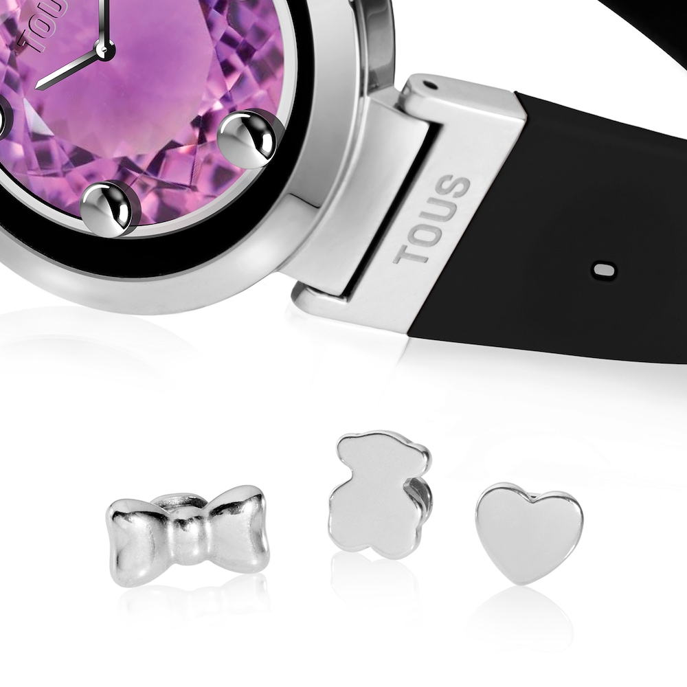 Smartwatch &mu;&epsilon; &mu;&alpha;ύ&rho;&omicron; &lambda;&omicron;&upsilon;&rho;ά&kappa;&iota; &kappa;&alpha;&iota; &mu;&omicron;&tau;ί&beta;&alpha; &alpha;&pi;ό &alpha;&tau;&sigma;ά&lambda;&iota; TOUS S-CONNECT CHARMS