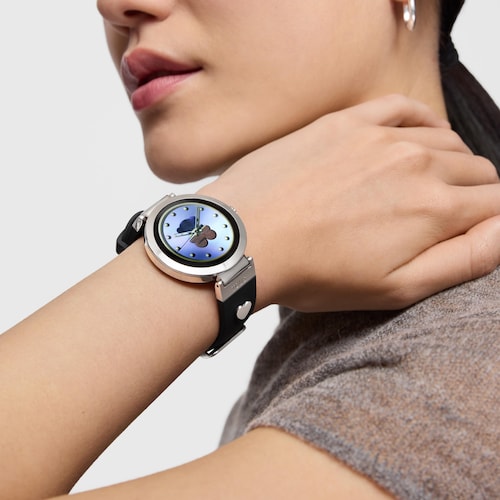 Reloj smartwatch con correa negra y motivos de acero S-CONNECT CHARMS