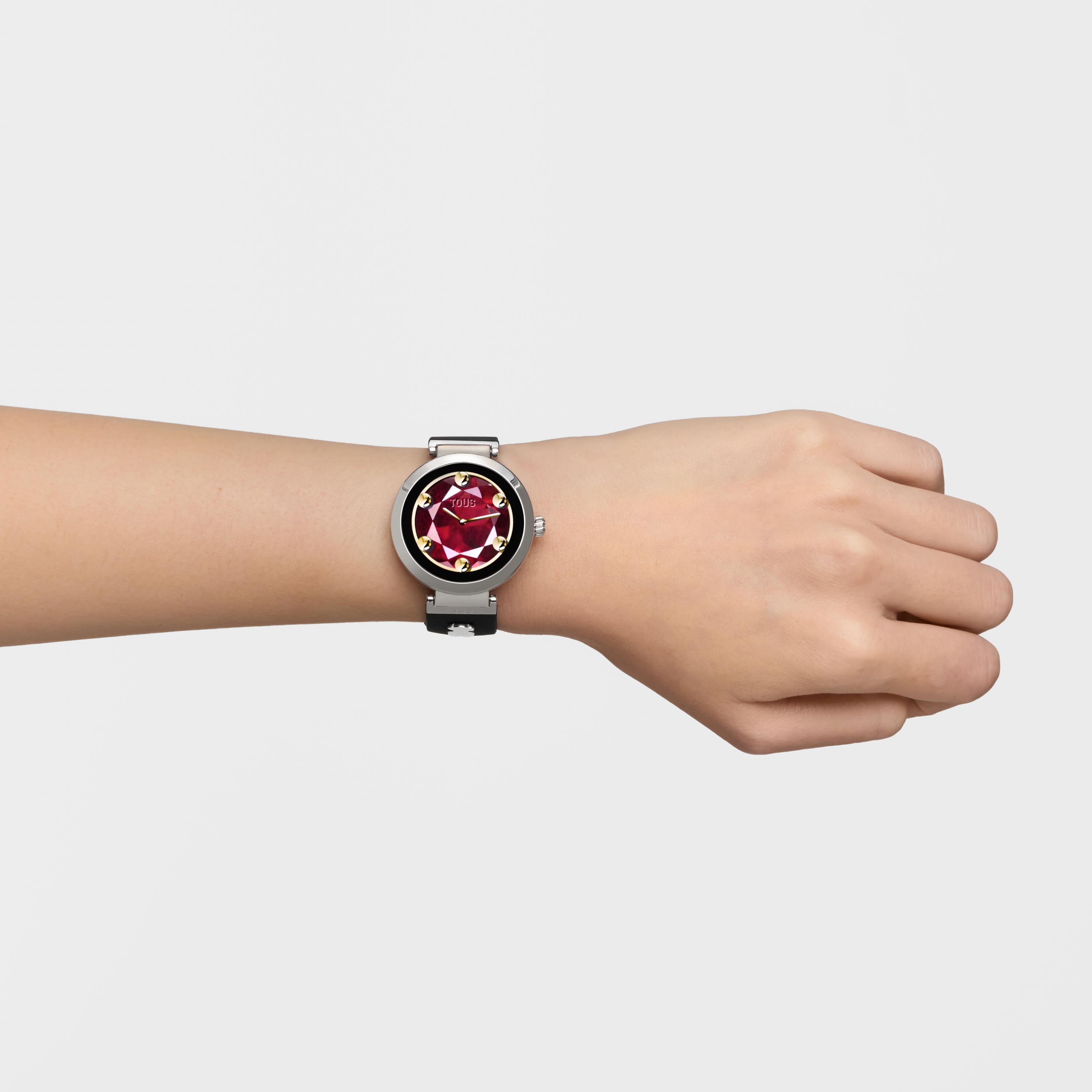 Smartwatch with black strap and steel motifs TOUS S-CONNECT CHARMS