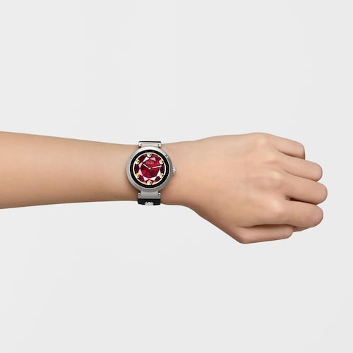 Reloj smartwatch con correa negra y motivos de acero S-CONNECT CHARMS