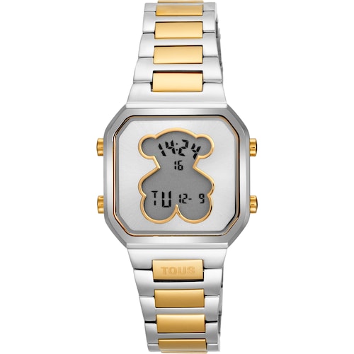 Digital Watch with stainless steel and gold-colored stainless steel bracelet TOUS D-BEAR MINI