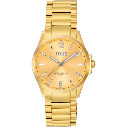 Analog watch with gold-colored steel bracelet TOUS DRIVE NEW