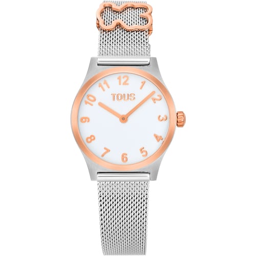 Montre analogique avec bracelet en acier avec motif, acier ros&eacute; et cadran en nacre avec motifs TOUS EPIC ICON KDT