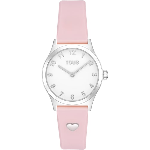 Rel&oacute;gio anal&oacute;gico com correia rosa e a&ccedil;o TOUS EPIC ICON KDT CHARMS