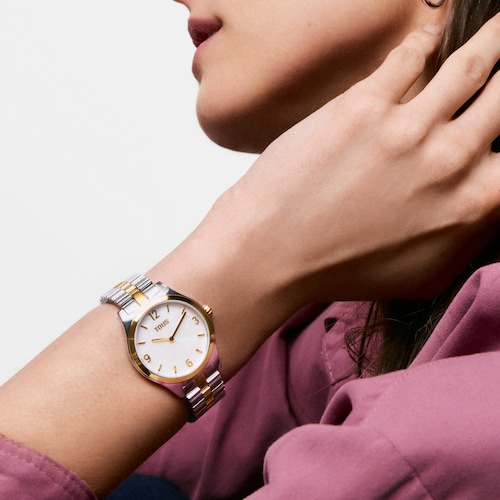 Analog Watch with steel and gold-colored steel bracelet, and mother-of-pearl face TOUS EPIC ICON