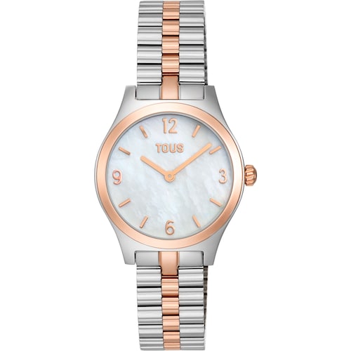 Montre analogique avec bracelet en acier, acier ros&eacute; et cadran en nacre TOUS EPIC ICON